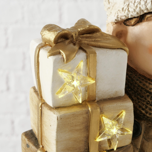 Figurina OSKAR cu iluminare LED, băiat cu cadouri 44,5 cm