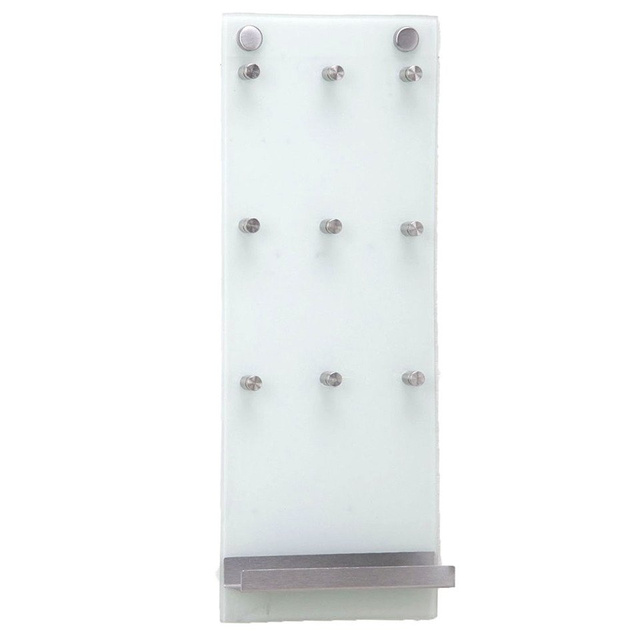 Tablă de sticlă pentru chei, 9 cârlige + raft, ZELLER