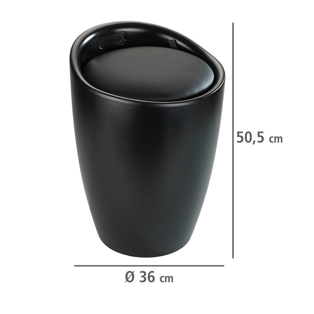 Coș de rufe cu scaun CANDY, negru mat, 2in1, WENKO