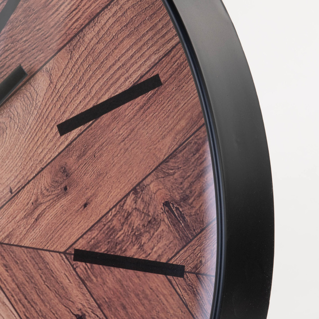 Ceas de perete cu cadran care imită lemnul sub sticlă, Ø 51 cm