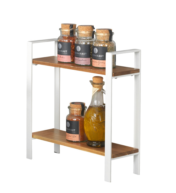 Raft de bucatarie pe doua niveluri pentru blat LOUISA, lemn de salcam