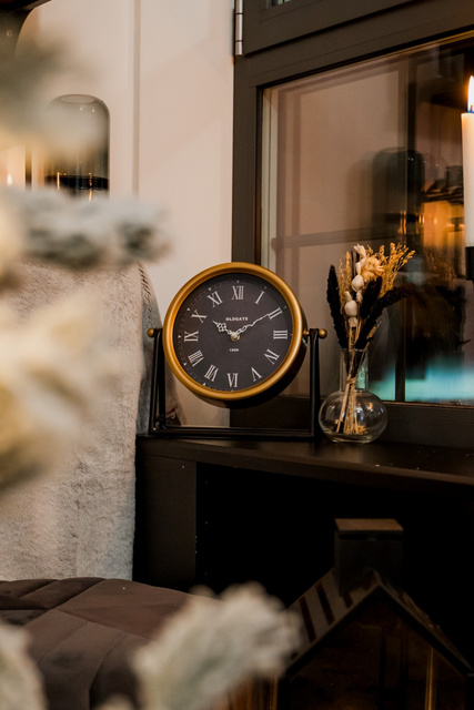 Ceas de masa LUCA, Ø 21 cm, negru