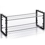 Organizator incaltaminte 2 niveluri Rack, Alb/Negru, 68x32x25 cm