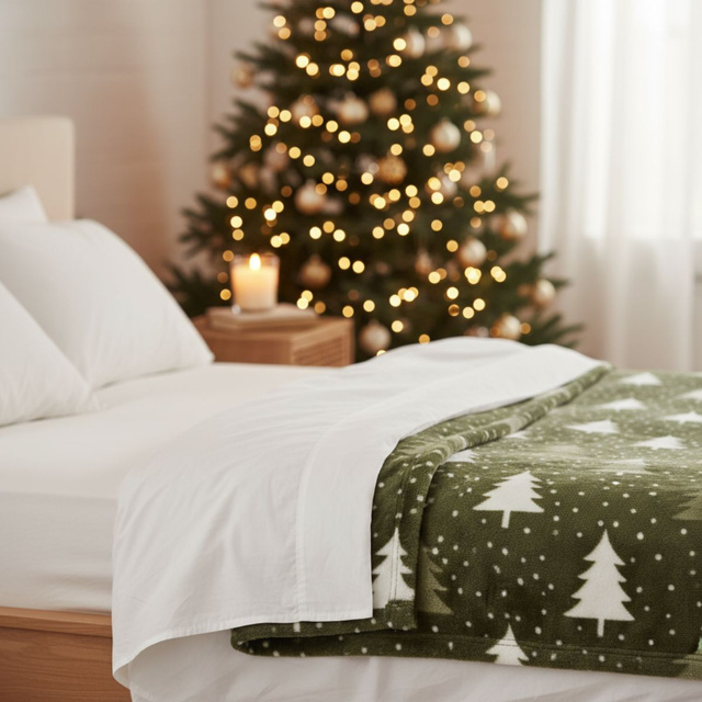 Pătură de Crăciun 200 x 150 cm, verde