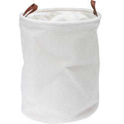 Coș de depozitare din material boucle, mânere din piele artificială, Ø 38 x 50 cm