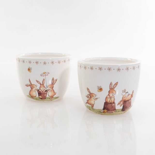 Husa pentru ghiveci cu iepurasi de Paste Charmy