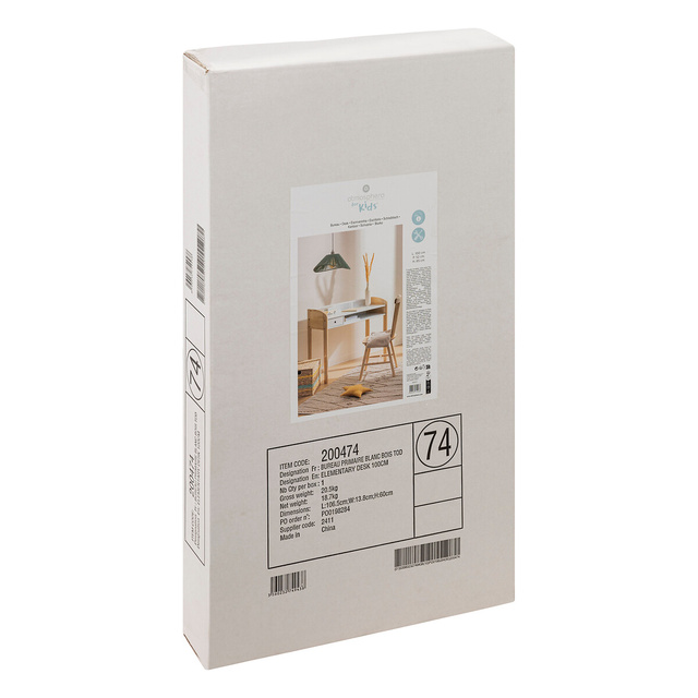 Birou pentru copii in stil scandinav, picioare din lemn reciclat, 100 x 52 x 85 cm