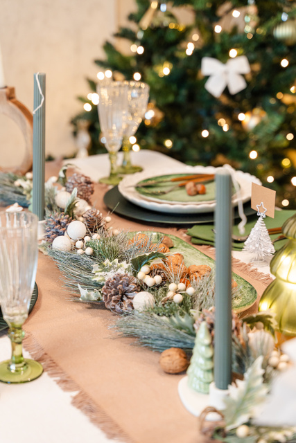 Ghirlandă de Crăciun cu elemente din lemn