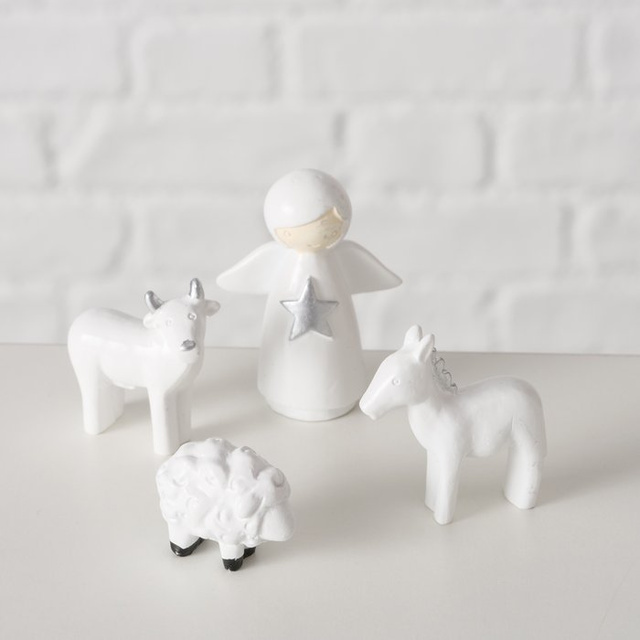 Icoană minimalistă de Crăciun în alb NALUA, 10 figurine