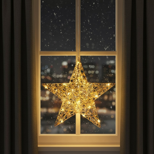 Decorațiune de sărbătoare, stea cu LED, 30 cm