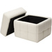 Pufă cu compartiment cub SQUARE, tapițerie de miel, 38 x 38 x 37 cm, albă