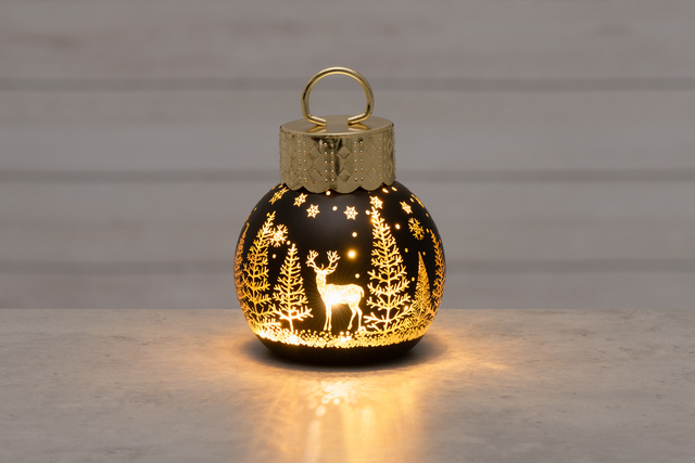 Lampă LED în formă de glob cu ren, Ø 10 cm