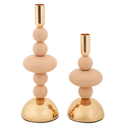 Set de 2 suporturi pentru lumânări GALAXY din metal lucios, înălțimi 22 cm & 30 cm