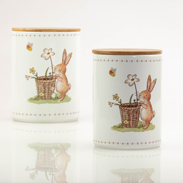 Recipiente de bucatarie din ceramica Charmy, model cu iepuras, 2 bucati