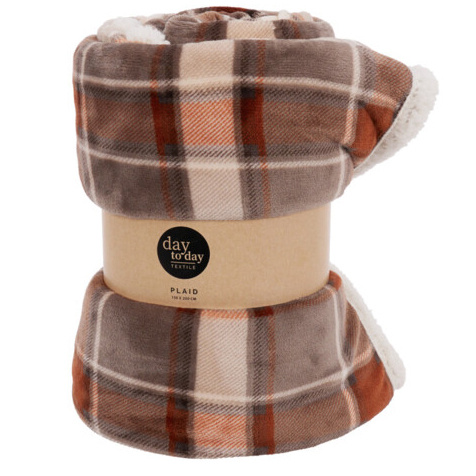 Pătură în carouri, 200 x 150 cm, bej