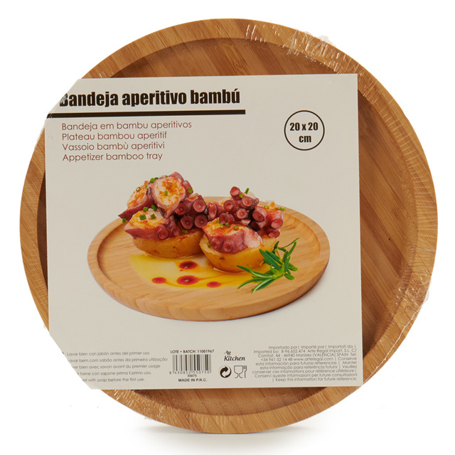 Blat de servire pentru gustari, rotund, bambus