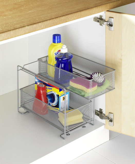 Raft de bucătărie pe 2 niveluri, din metal, cu ventuze, WENKO