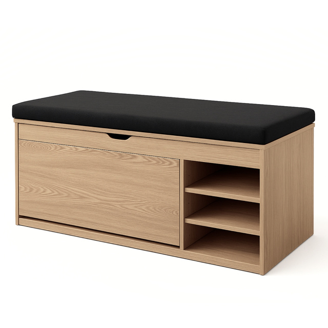 Dulap pentru pantofi cu loc de șezut și rafturi retractabile GRADIA, 100 x 34 x 50 cm