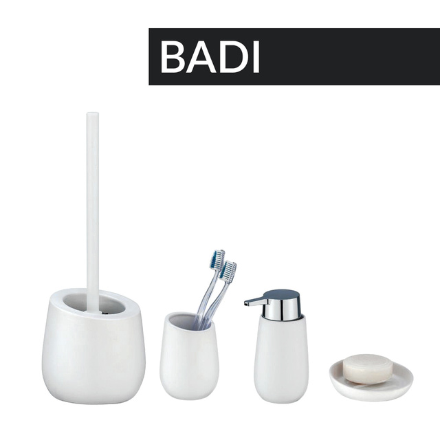 Pahar ceramic pentru periuțe de dinți BADI, gri, Wenko