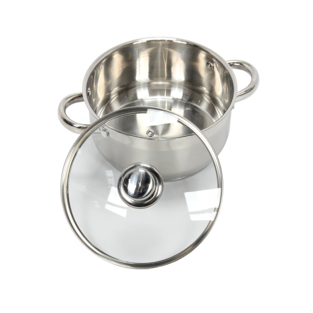 Oală din oțel cu capac de sticlă, 3 l