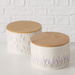 Recipient ceramic LAVANDER cu capac din bambus, Ø 16 cm