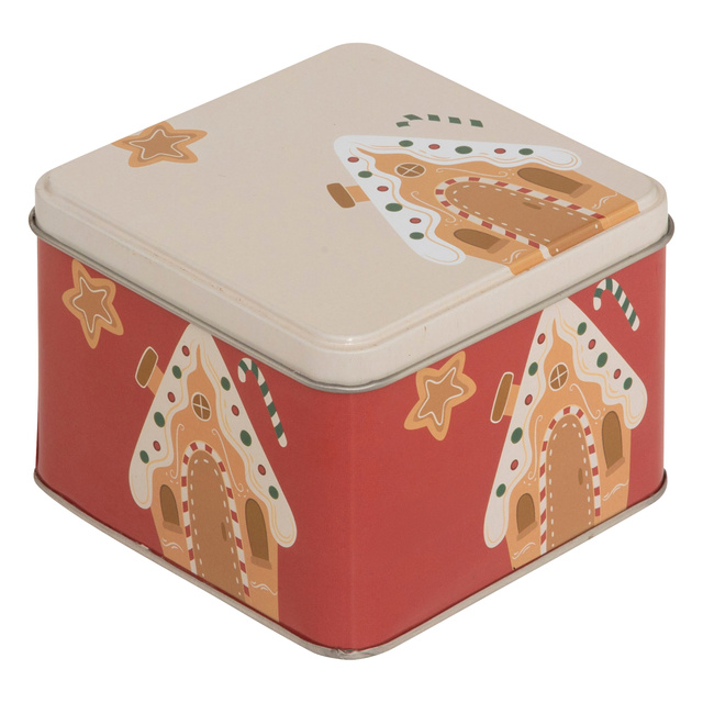 Containere metalice pentru biscuiți, 3 bucăți, roșu