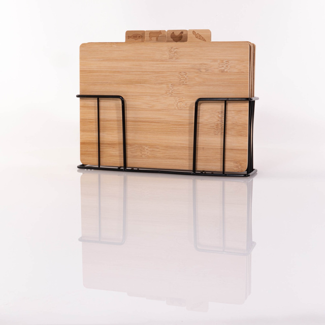 Tocatoare din bambus, 4 bucati cu suport din metal