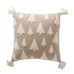 Perna decorativă cu brăduți brodați și ciucuri TAMMO, 40 x 40 cm