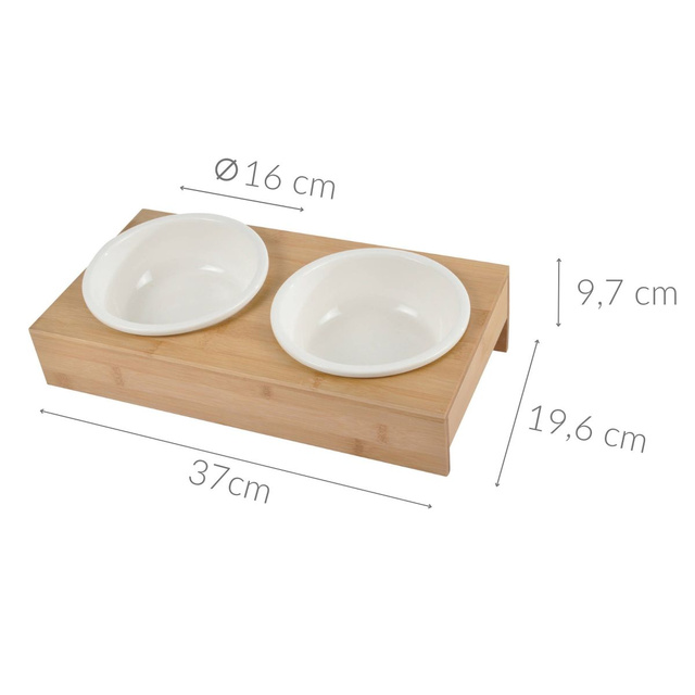 Boluri din ceramica pentru caine, Ø 16 cm, cu suport din bambus