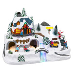 Sat de Crăciun, scenă de Crăciun cu un tractor