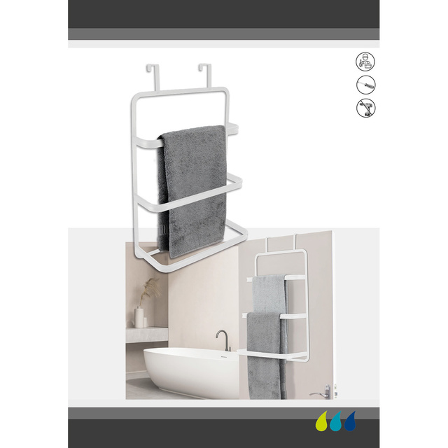 Suport pentru prosoape de baie pentru ușă, pentru 3 prosoape, 89 x 42 x 22 cm