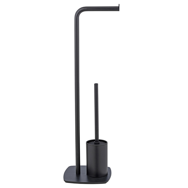 Perie toaleta cu suport hartie igienica, negru, IRIA, WENKO