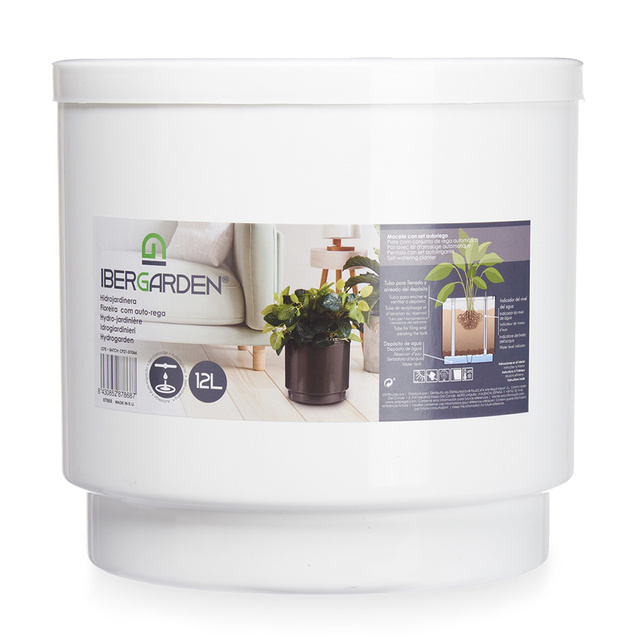 Ghiveci pentru flori cu auto-udare, alb, Ø 26 cm