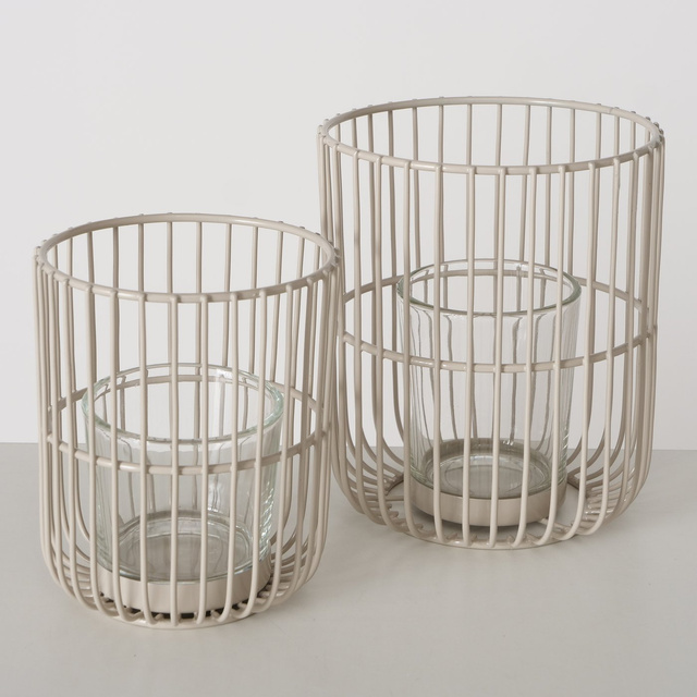 Set 2 felinare  metalice Cindy,  bej