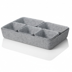 Organizer pentru sertar din fetru SMART, 7 cutii, gri deschis