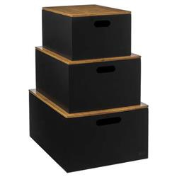 Set 3 bucati cu capac din bambus