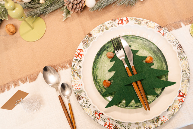 Platou din spumă cu motiv brad de Crăciun, Ø 33 cm