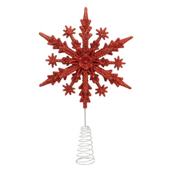 Varf pentru brad, fulg de nea cu sclipici, 22 cm