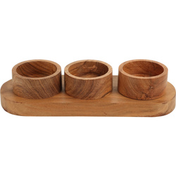 Set de servire gustari, lemn de salcam, 28 x 10 x 6 cm