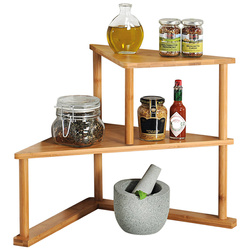 Polita de colt pentru bucatarie, 2 niveluri, bambus, KESPER