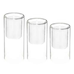 Set 3 lumanari LED cu suporturi din sticla