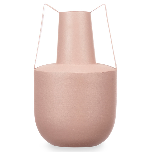 Vaza metalica de culoare pastelata cu manere, 21 cm