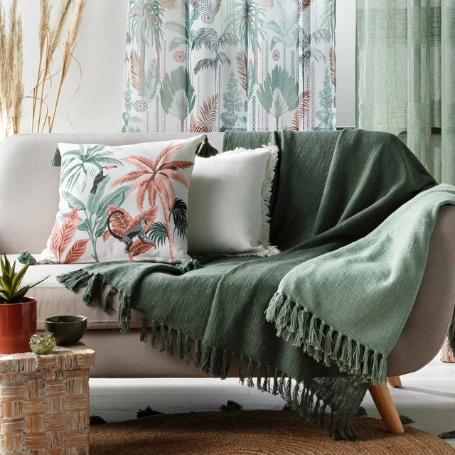 Cuvertură de pat Zamina cu franjuri, 125 x 150 cm, bumbac