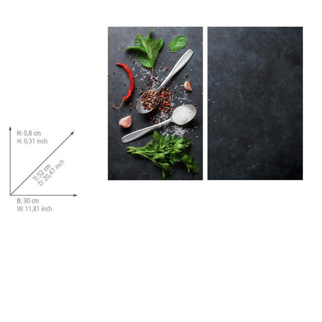 Set 2 placi protectoare pentru aragaz Basil, Sticla, 52x30 cm, ALLSTAR