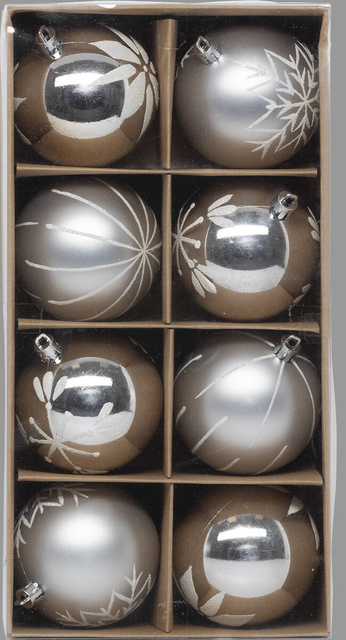 Set globuri argintii, Ø 8 cm