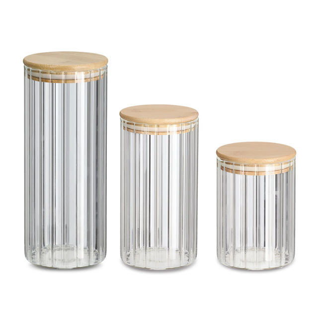 Borcan cu capac din bambus GROOVES, 800 ml