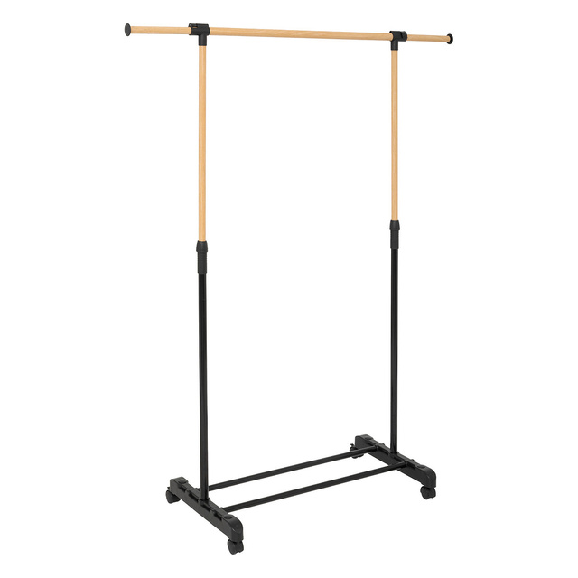 Suport din metal și plastic cu efect de lemn pentru haine