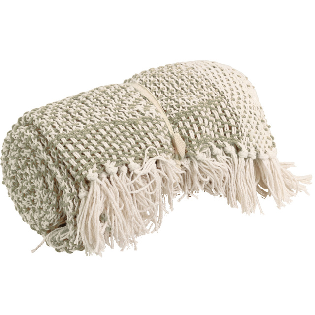 Cuvertura de pat din bumbac cu franjuri, carouri, 130 x 170 cm