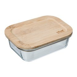 Recipient din sticlă, pentru alimente, capac din bambus, 560 ml