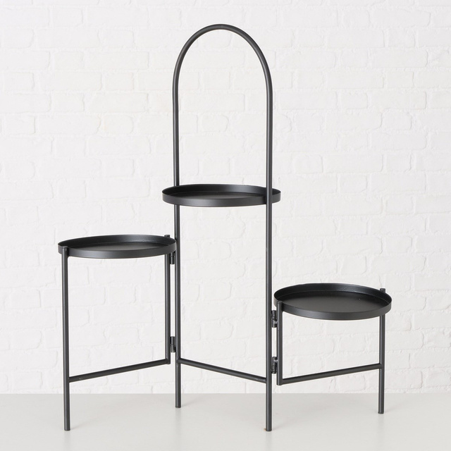 Suport pentru flori, trei niveluri, negru, 68 cm